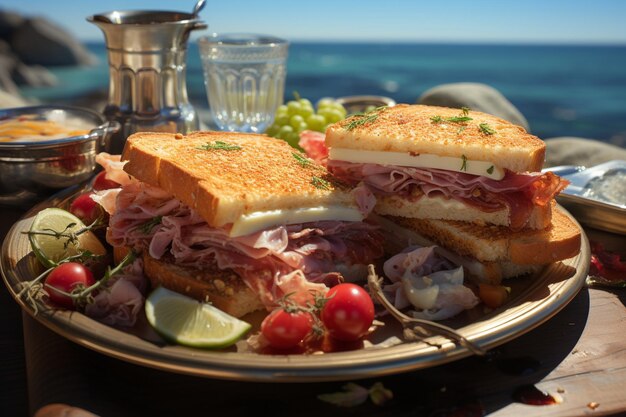 Un Montecristo clásico brilla en un picnic soleado en la playa