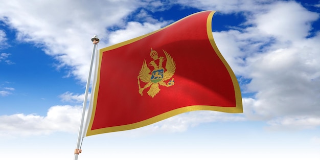 Montenegro ondeando la bandera ilustración 3D