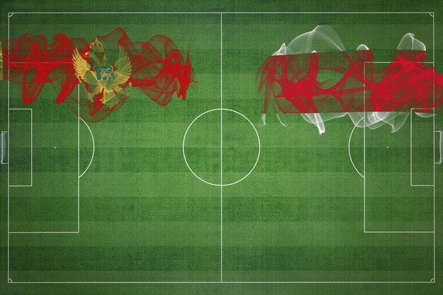 Montenegro vs Costa Rica Jogo de futebol cores nacionais bandeiras nacionais campo de futebol jogo de futebol Conceito de competição Copiar espaço