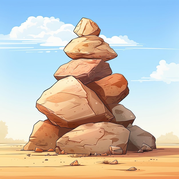 Un montículo de rocas sobre un terreno polvoriento IA generativa