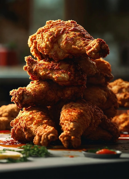 Foto un montón de alas de pollo está apilado una encima de la otra