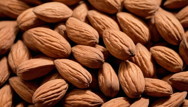 Un montón de almendras en un primer plano