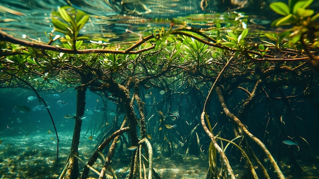 Foto un montón de árboles que están en el agua