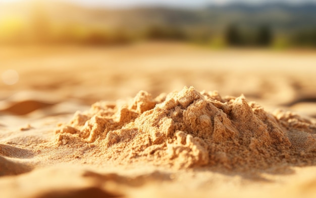 Un montón de arena en una playa de arena que se mezcla perfectamente con su entorno