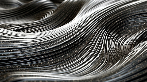 Foto un montón de bobinas de metal con un patrón en blanco y negro.