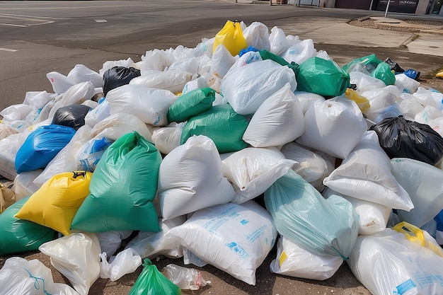 Un montón de bolsas de plástico y bolsas de plásticos están en un montón