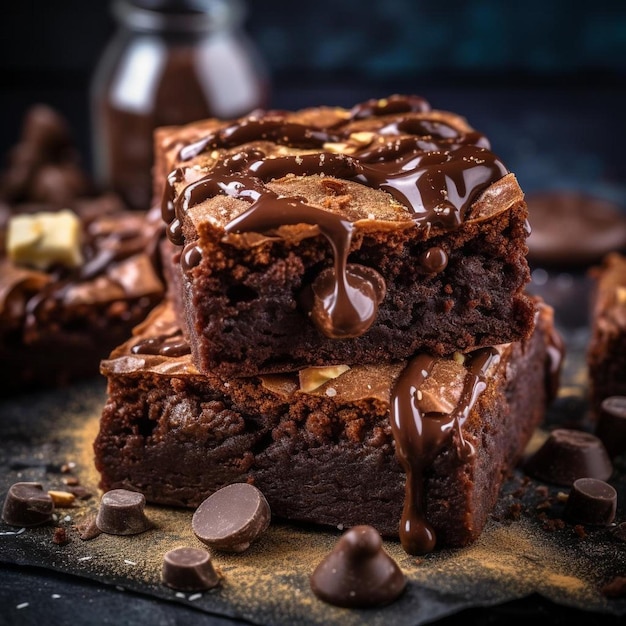 un montón de bombones con chocolate encima.