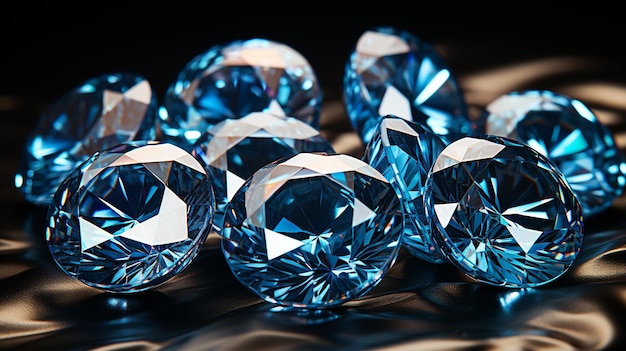 Foto un montón de brillantes diamantes azules generativo ai