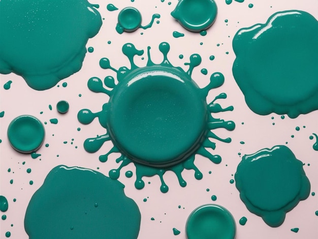 Foto un montón de burbujas verdes y azules con algo de líquido verde en él