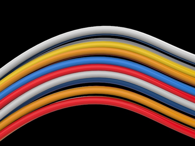 Un montón de cables coloridos muy unidos