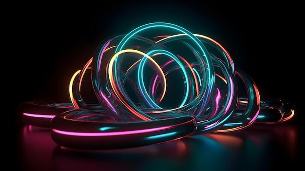 Un montón de cables que se iluminan en colores neón.