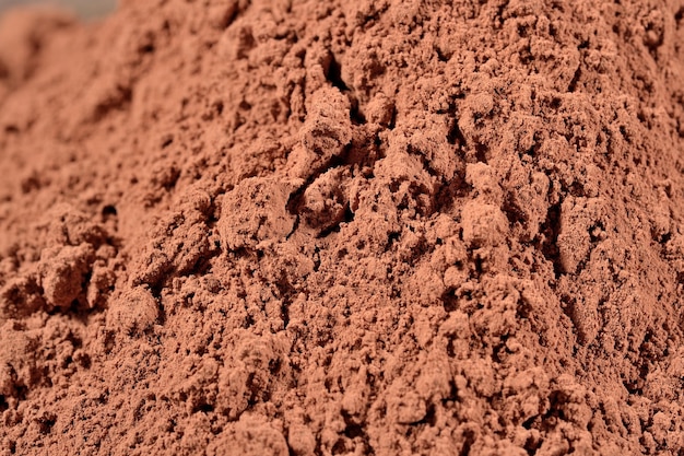 Foto montón de cacao en polvo como textura de fondo