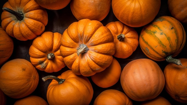 Un montón de calabazas en un montón.