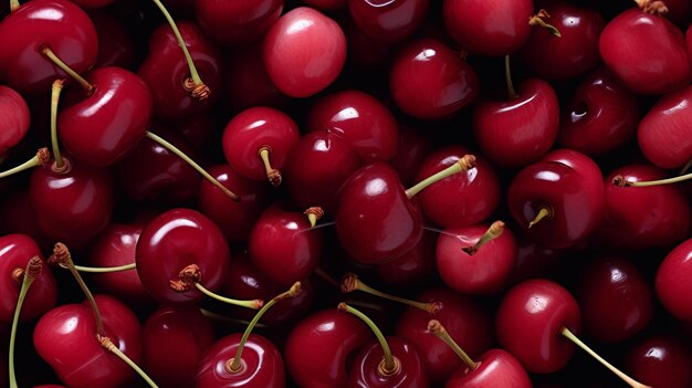 Un montón de cerezas con un fondo blanco