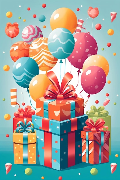 Montón colorido de globos de cumpleaños volando para fiestas y celebraciones con espacio para mensajes 3D renderizado aislado para fiestas de cumpleaños