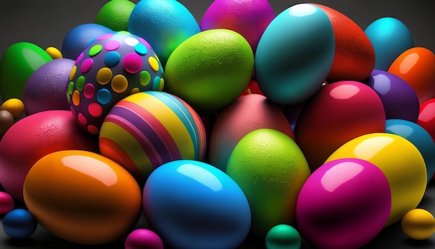 Un montón de coloridos huevos de Pascua