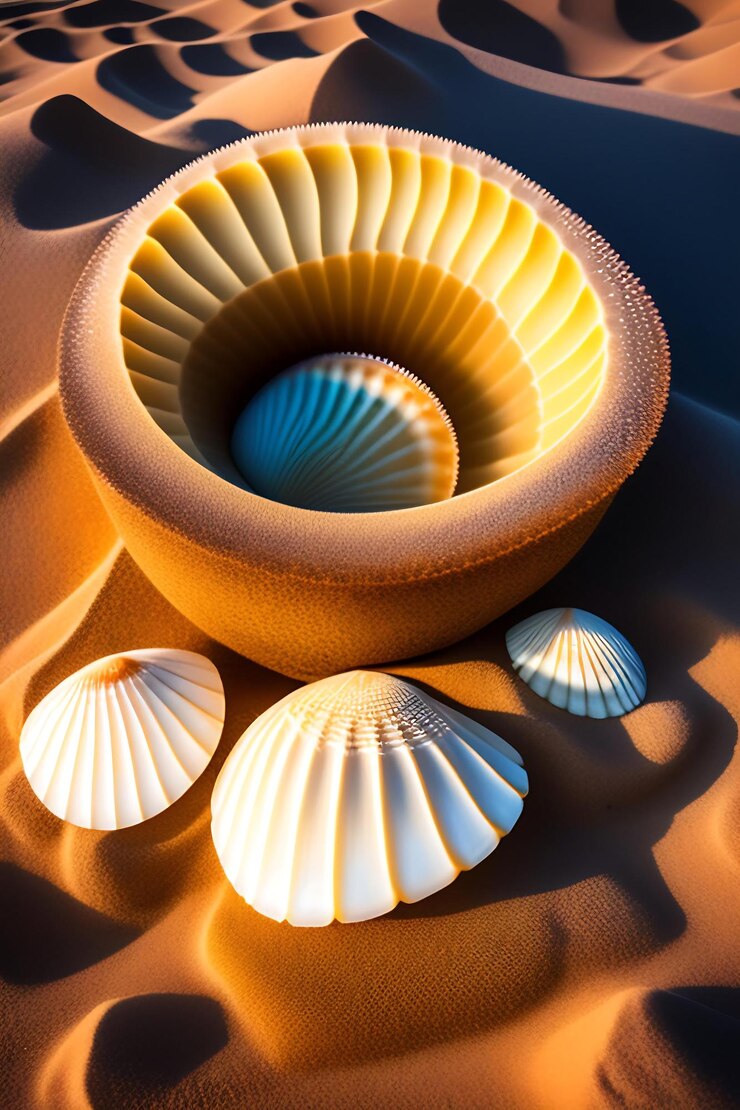 Foto un montón de conchas en la arena de la playa