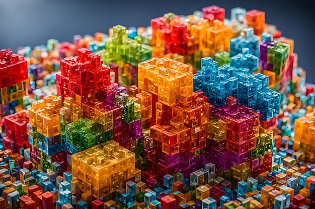 Foto un montón de cubos de colores