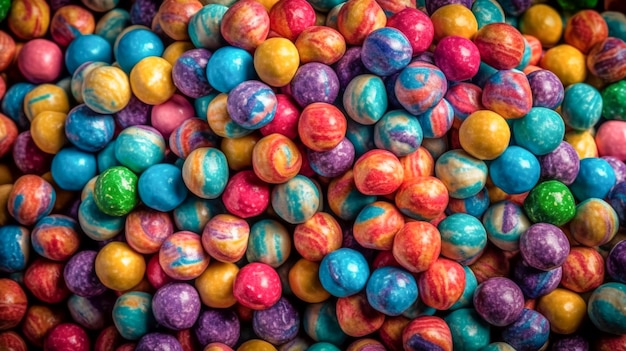 Montón de dulces sobre fondo de colores