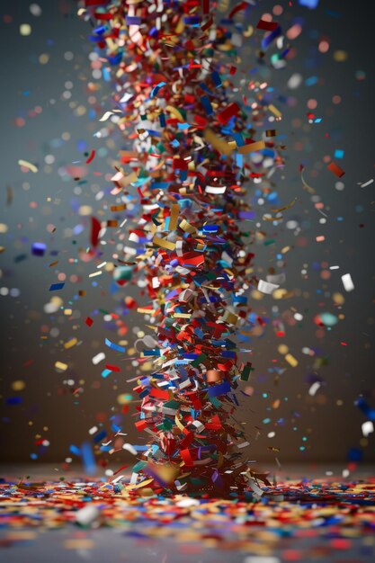 Foto un montón de festivos confeti voladores de colores el concepto de las vacaciones