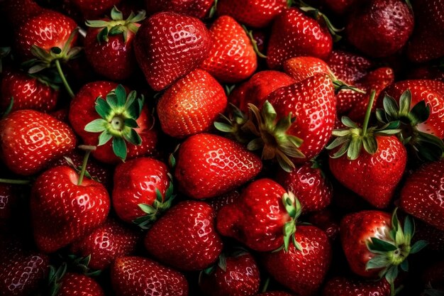 Montón de fresas frescas creadas con IA generativa