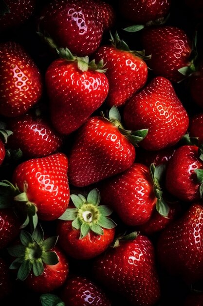 Montón de fresas frescas creadas con IA generativa