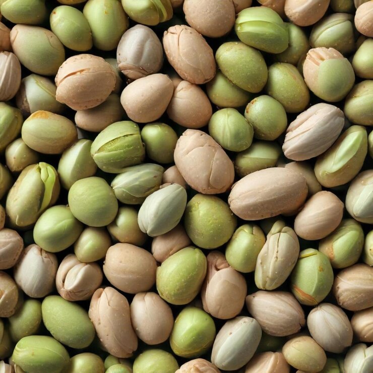 un montón de frijoles verdes con la palabra pils en ellos