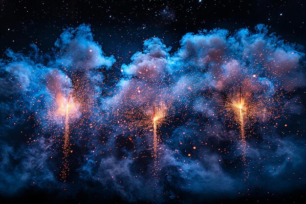 Un montón de fuegos artificiales que están en el cielo.