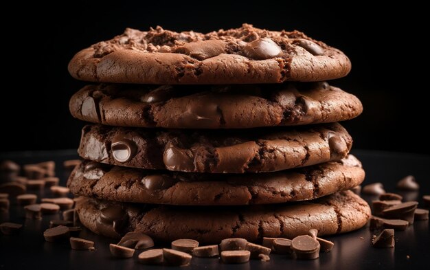 Un montón de galletas de chocolate encima de un plato blanco AI