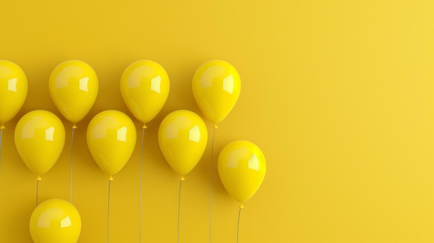 Foto un montón de globos amarillos están atados juntos