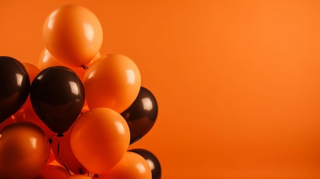 Montón de globos brillantes en el espacio de fondo amarillo para texto Diseño de banner