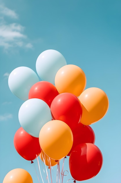 Un montón de globos en el cielo.