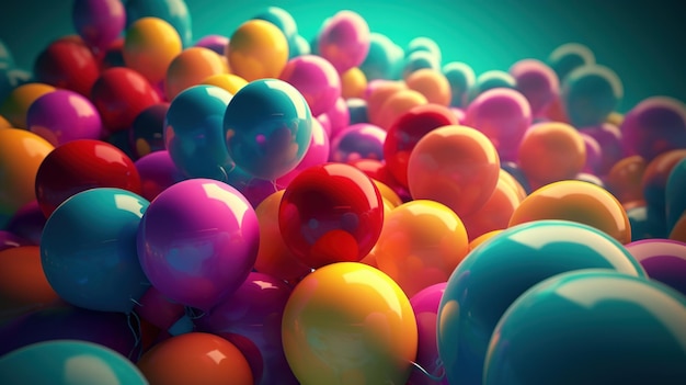 Un montón de globos de colores se amontonan en un montón.
