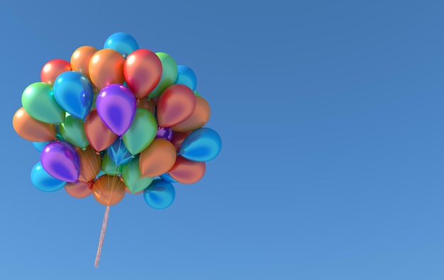 Un montón de globos de colores y cielo.