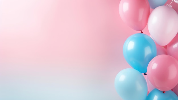 Un montón de globos con colores rosa y azul.