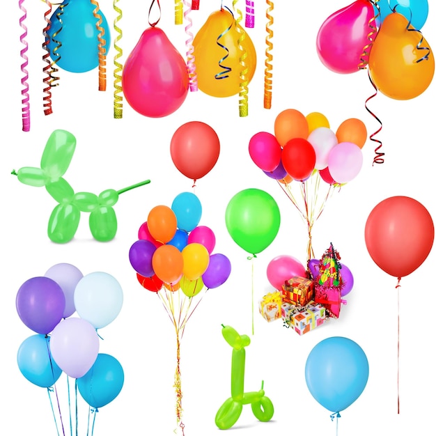 Foto montón de globos de colores