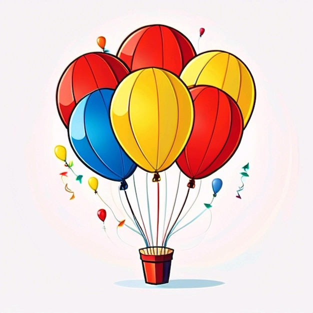 Un montón de globos para cumpleaños y fiestas globo volador con cuerda azul rojo y amarillo