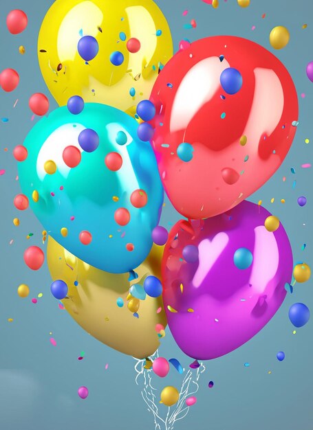 Foto un montón de globos de fiesta coloridos sobre fondo blanco ai generativo