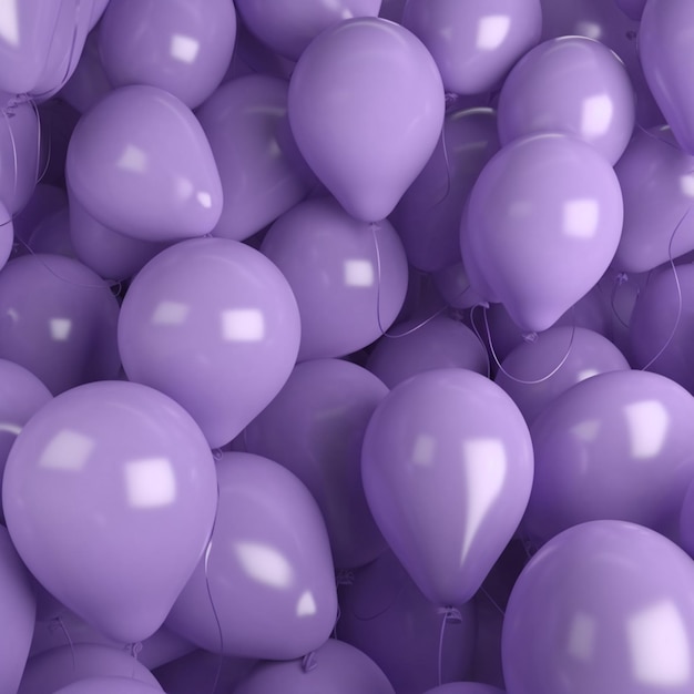 Un montón de globos morados con uno que dice 'soy morado'