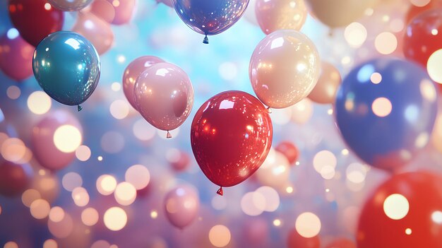 un montón de globos con uno rojo que dice globos