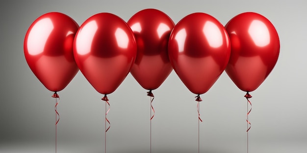 Un montón de globos rojos aislados sobre un fondo blanco globos de helio flotantes