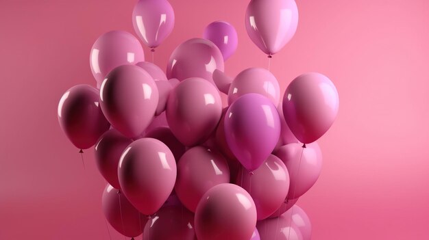 Un montón de globos rosas con la palabra amor en la parte inferior.