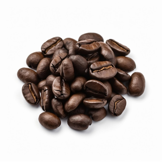 Un montón de granos de café con la palabra café