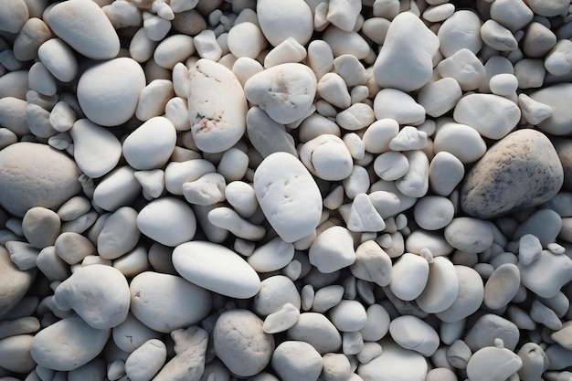 Un montón de guijarros blancos con la palabra playa.