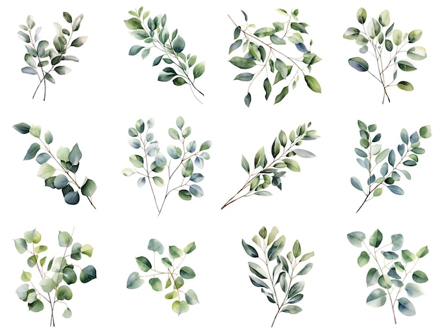 Un montón de hojas verdes en un fondo blanco imagen generativa ai
