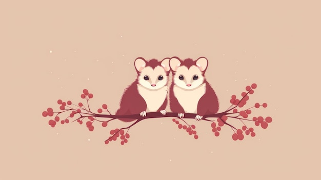 Un montón de ilustraciones minimalistas con opossums en color marrón