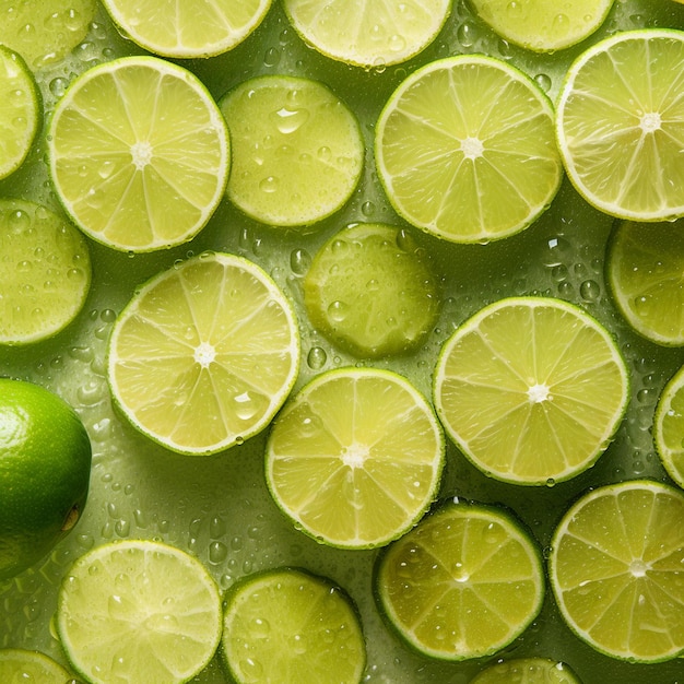 Un montón de limas se apilan en un montón de limones.