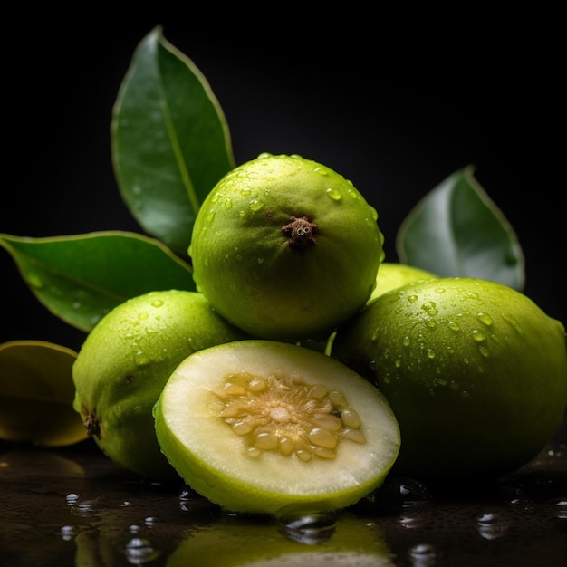 Un montón de limas con la palabra guayaba al lado