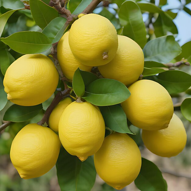 un montón de limones que están en un árbol