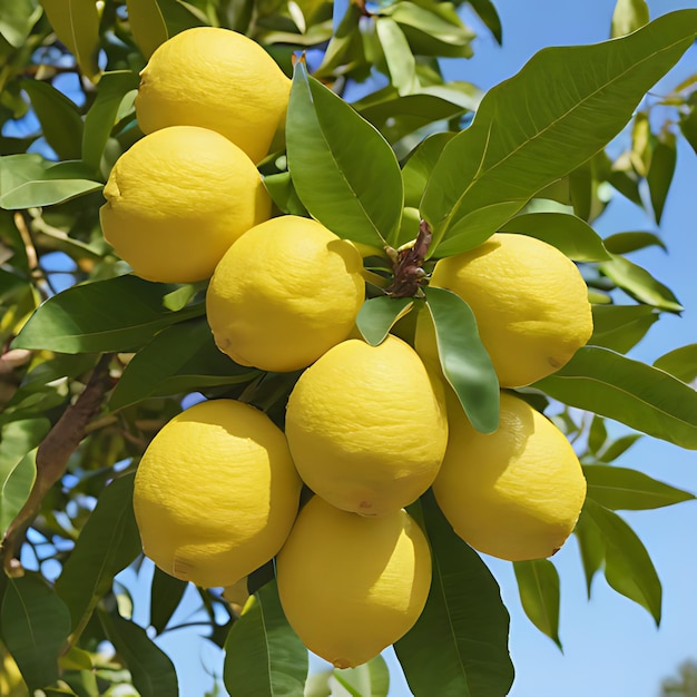 un montón de limones que están en un árbol